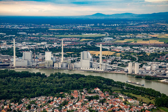 Aerial view of GKM in the district Neckarau in Mannheim in the state Baden-Wuerttemberg, Germany