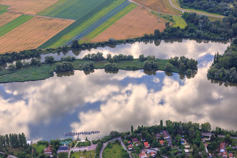 Boat mooring of the SAV Altrip on the Neuhofener Altrhein in Altrip in the state Rhineland-Palatinate, Germany