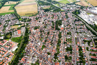 Town View of the streets and houses of the residential areas in the district Rheingoenheim in Ludwigshafen am Rhein in the state Rhineland-Palatinate, Germany