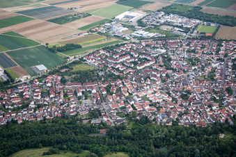 Aerial view of District Maudach in Ludwigshafen am Rhein in the state Rhineland-Palatinate, Germany