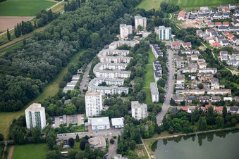 District Oggersheim in Ludwigshafen am Rhein in the state Rhineland-Palatinate, Germany from the plane