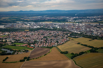 District Oppau in Ludwigshafen am Rhein in the state Rhineland-Palatinate, Germany seen from above
