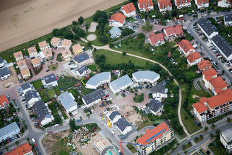 Bird's eye view of District Oggersheim in Ludwigshafen am Rhein in the state Rhineland-Palatinate, Germany