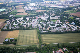 District Pfingstweide in Ludwigshafen am Rhein in the state Rhineland-Palatinate, Germany out of the air