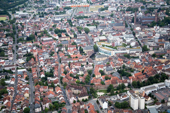 Aerial view of Old Town in Worms in the state Rhineland-Palatinate, Germany