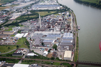 Aerial view of Synthomer Germany in Worms in the state Rhineland-Palatinate, Germany