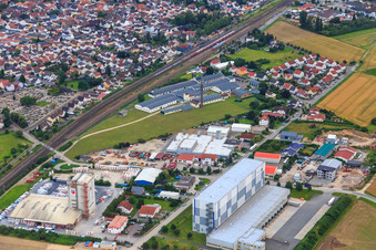 Am Kreuz industrial park with TST GmbH, Baumit GmbH - location Biblis / Hahnstätten and Freotec external warehouse in Biblis in the state Hesse, Germany