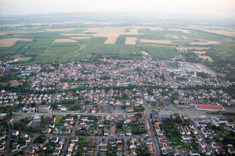 Aerial view of District Pfeddersheim in Worms in the state Rhineland-Palatinate, Germany