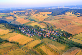 Aerial view of Village view from the northeast in Breunigweiler in the state Rhineland-Palatinate, Germany