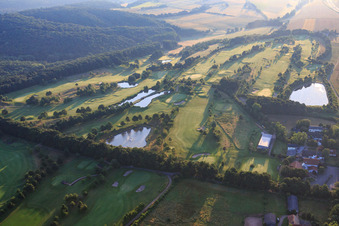 Oblique view of Golf course of the Golfclub am Donnersberg eV in Imsbach in the state Rhineland-Palatinate, Germany