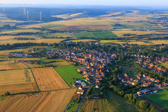 Donnersberger Straße from the north in Steinbach am Donnersberg in the state Rhineland-Palatinate, Germany
