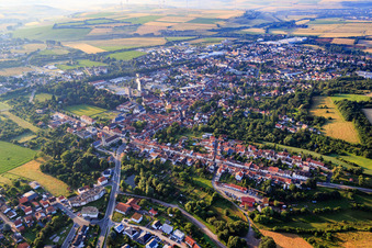 Breitstraße and Catholic Church of St. Peter in Kirchheimbolanden in the state Rhineland-Palatinate, Germany