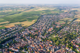 Town View of the streets and houses of the residential areas in Saulheim in the state Rhineland-Palatinate, Germany