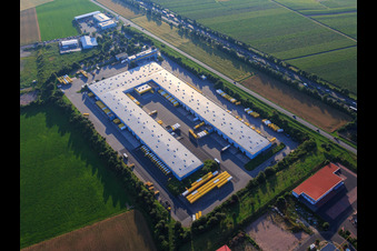 Aerial view of DHL Parcel Center Saulheim in the district Nieder-Saulheim in Saulheim in the state Rhineland-Palatinate, Germany