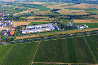 Aerial photograpy of DHL Parcel Center Saulheim in the district Nieder-Saulheim in Saulheim in the state Rhineland-Palatinate, Germany