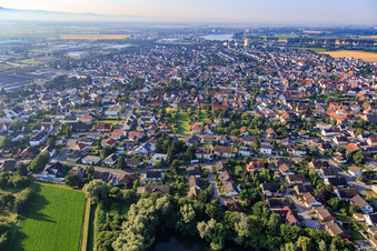 Aerial view of Langwattstr in Biebesheim am Rhein in the state Hesse, Germany