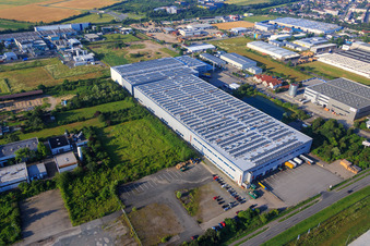 Waldstraße industrial area with DACHSER Biebesheim GmbH in Biebesheim am Rhein in the state Hesse, Germany