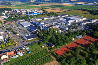 Aerial view of Tennis courts of TC Alsbach in the district Sandwiese in Alsbach-Hähnlein in the state Hesse, Germany