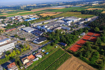 Aerial photograpy of Tennis courts of TC Alsbach in the district Sandwiese in Alsbach-Hähnlein in the state Hesse, Germany