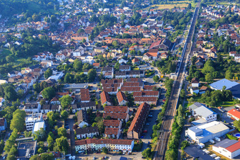 Terraced houses in Diefenbachstraße along the railway line in Zwingenberg in the state Hesse, Germany