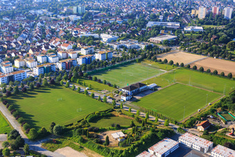 Aerial view of To the sports park with SSG Bensheim Hockey and FC Italia Bensheim eV in Bensheim in the state Hesse, Germany