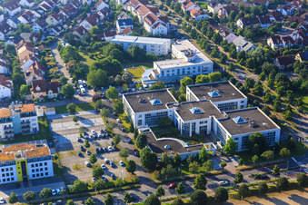 Aerial view of Office Center Bensheim with Japanese restaurant Okinawa in Bensheim in the state Hesse, Germany