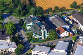 Aerial view of Lilienthalstraße industrial area with BERGSTRASSE OUTPATIENT SURGERY CENTER and Wareg Verpackungs-GmbH in Bensheim in the state Hesse, Germany