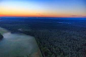 Sunrise in the Otterbachtal with morning mist in Kandel in the state Rhineland-Palatinate, Germany