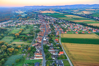 Speyerer Straße from the east in the morning in the district Schaidt in Wörth am Rhein in the state Rhineland-Palatinate, Germany
