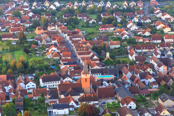 Church and community center from the north in the district Schaidt in Wörth am Rhein in the state Rhineland-Palatinate, Germany