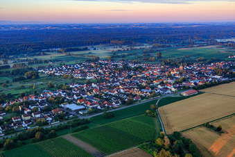 Village view in the morning from the northeast in Steinfeld in the state Rhineland-Palatinate, Germany