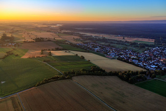 Fields of the Southern Palatinate to the Bienwald in the morning in the district Kleinsteinfeld in Steinfeld in the state Rhineland-Palatinate, Germany