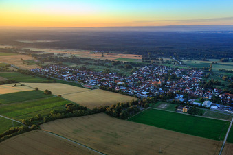 Village view in the morning from the north in Steinfeld in the state Rhineland-Palatinate, Germany