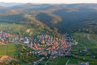 Village - view on the edge of wineyards and forsts in Rechtenbach in the state Rhineland-Palatinate, Germany