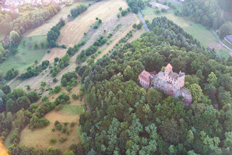 Aerial view of Erlenbach bei Dahn in the state Rhineland-Palatinate, Germany