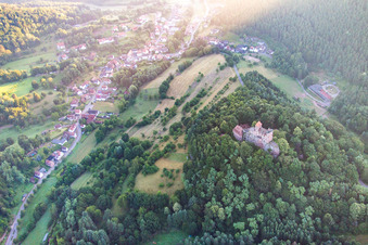 Oblique view of Erlenbach bei Dahn in the state Rhineland-Palatinate, Germany