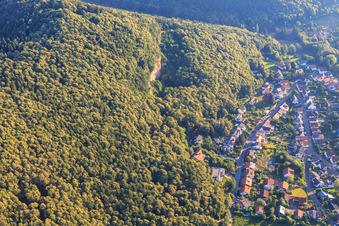 Ringelsbergstraße under the limestone cliffs in Frankweiler in the state Rhineland-Palatinate, Germany