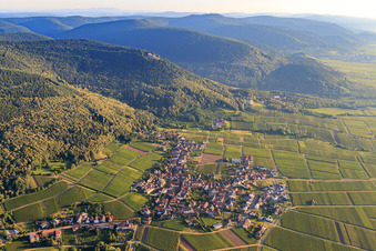 Wine-growing village from the south in Weyher in der Pfalz in the state Rhineland-Palatinate, Germany
