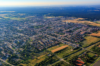 Aerial view of City view from the northwest in Haßloch in the state Rhineland-Palatinate, Germany