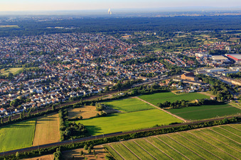 City view from the north in Schifferstadt in the state Rhineland-Palatinate, Germany
