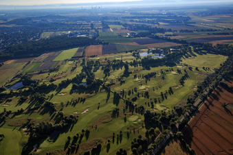 Aerial view of Grounds of the Golfpark Kurpfalz golf course in Schifferstadt in the state Rhineland-Palatinate, Germany