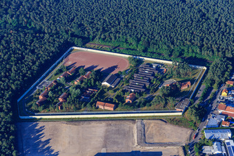 Aerial view of Youth detention center Schifferstadt in the forest in Schifferstadt in the state Rhineland-Palatinate, Germany