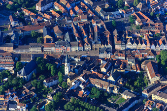 Historic old town with Maximilianstraße with Trinity Church and Holy Spirit Church from the north in Speyer in the state Rhineland-Palatinate, Germany