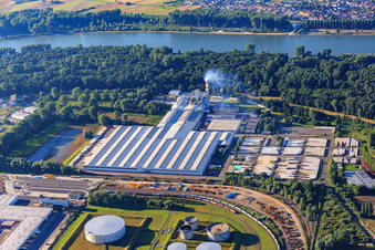 Industrial area at the airport with Saint-Gobain Isover G+H AG in Speyer in the state Rhineland-Palatinate, Germany