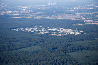 Aerial view of KIT N in the district Leopoldshafen in Eggenstein-Leopoldshafen in the state Baden-Wuerttemberg, Germany