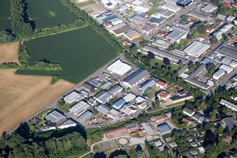 Aerial photograpy of District Eggenstein in Eggenstein-Leopoldshafen in the state Baden-Wuerttemberg, Germany