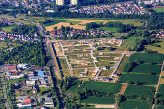 Aerial photograpy of New development area Paul-Klee-Ring in Wörth am Rhein in the state Rhineland-Palatinate, Germany