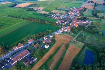Aerial view of Main road from the northeast in Hergersweiler in the state Rhineland-Palatinate, Germany