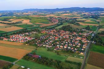 Village view from the northeast in Barbelroth in the state Rhineland-Palatinate, Germany from above