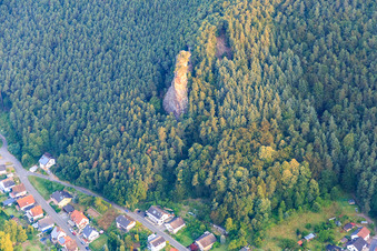 Climbing rock Friedrichsfelsen in the morning from the east in Lug in the state Rhineland-Palatinate, Germany